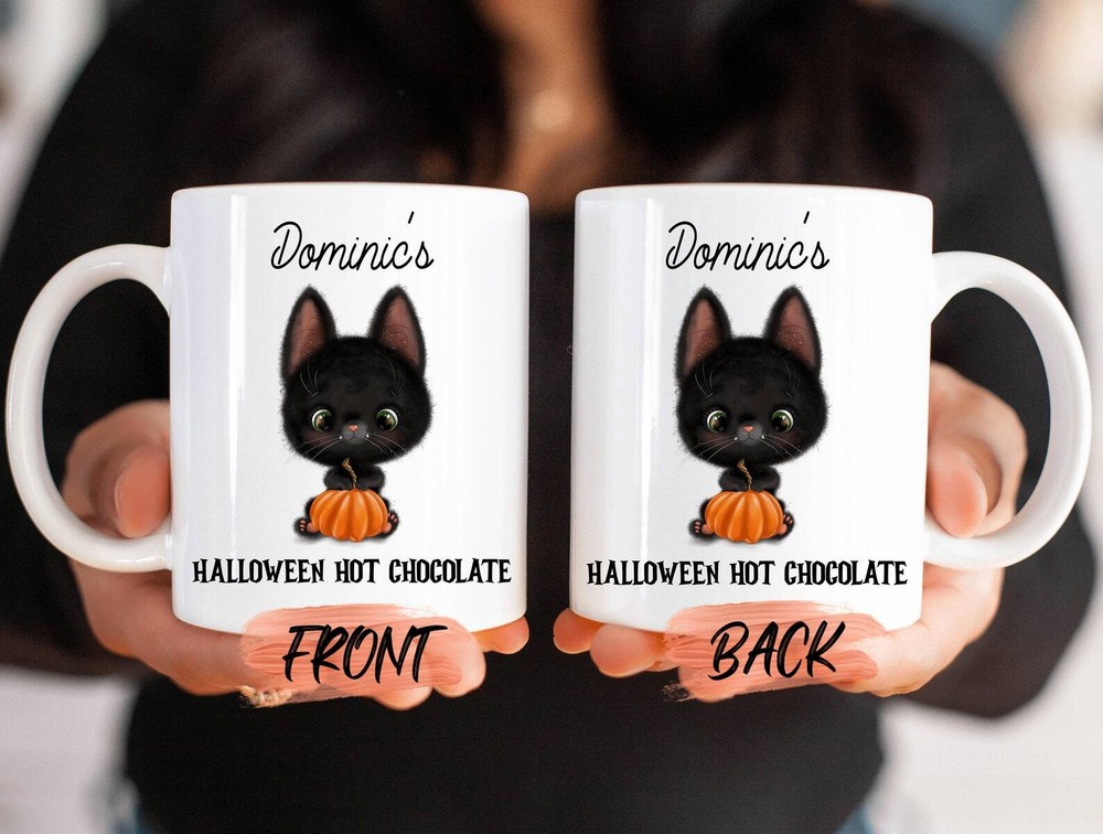 Personalized Halloween Mug Black Cat Halloween Mug For Cat Lovers’ Halloween