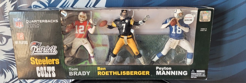MCFARLANE NFL FOOTBALL ELITE QB BRADY ROETHLISBERGER MANNING 3 PACK