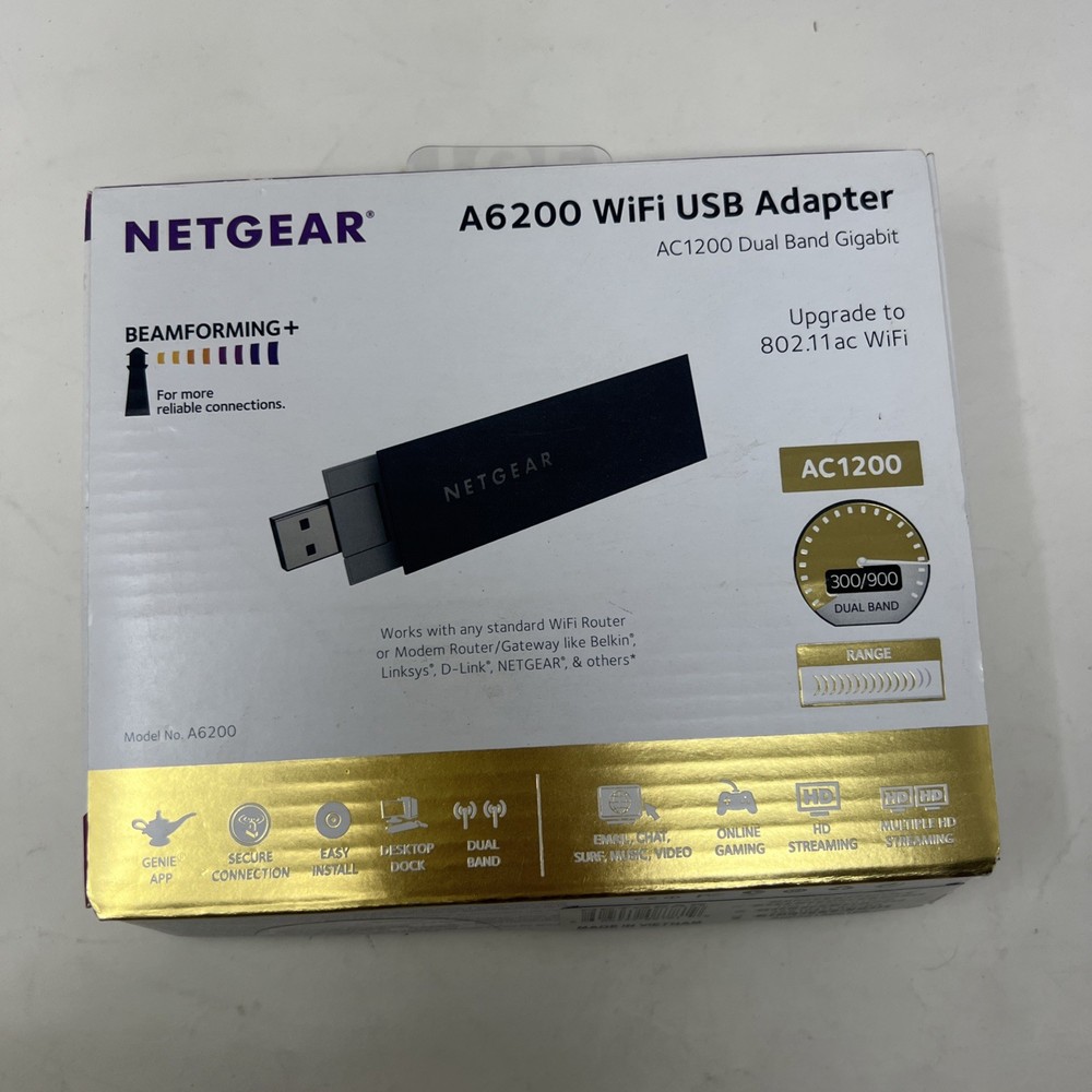 NETGEAR AC1200 Dual Band WiFi USB Adapter A6200 for Faster Wireless Speeds