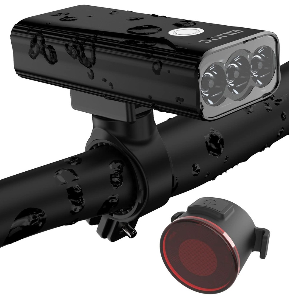 USB Rechargeable Bike Light Front and Back 1200 Lumen 5200mah Wide Angle View