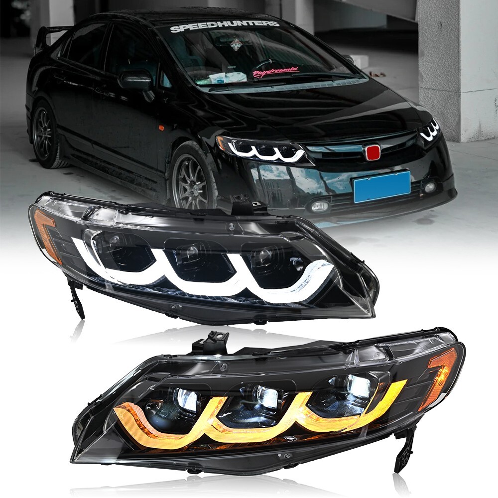 For Honda 8th Gen Civic 2006-2011 LED Headlight Assembly Front Head Lamp