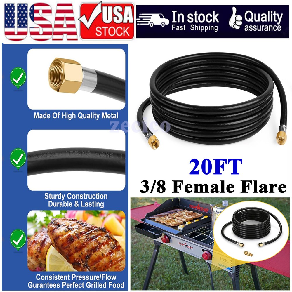 20FT Propane Hose Assembly w/ Both 3/8