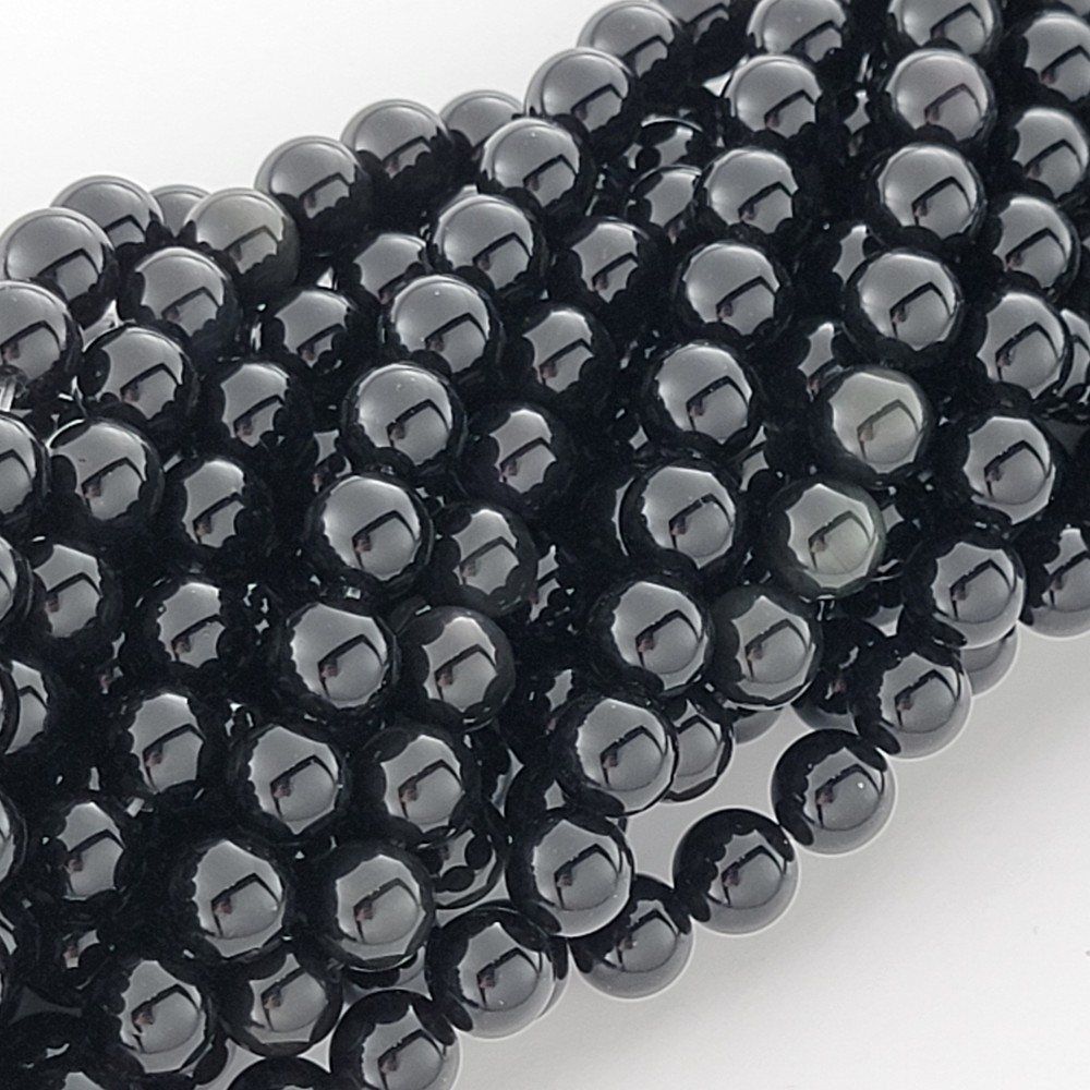Black Obsidian Beads Smooth Round Gemstone 6mm 8mm 10mm Natural