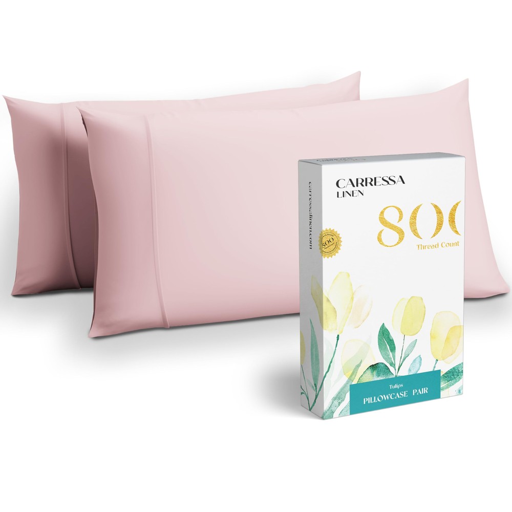 100% Egyptian Cotton Standard/Queen Size Pillow Cases Set of 2-800 Thread Cou...