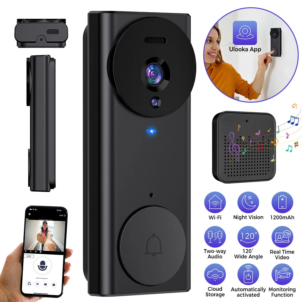 Smart WiFi Video Doorbell with Intercom and Security Chime