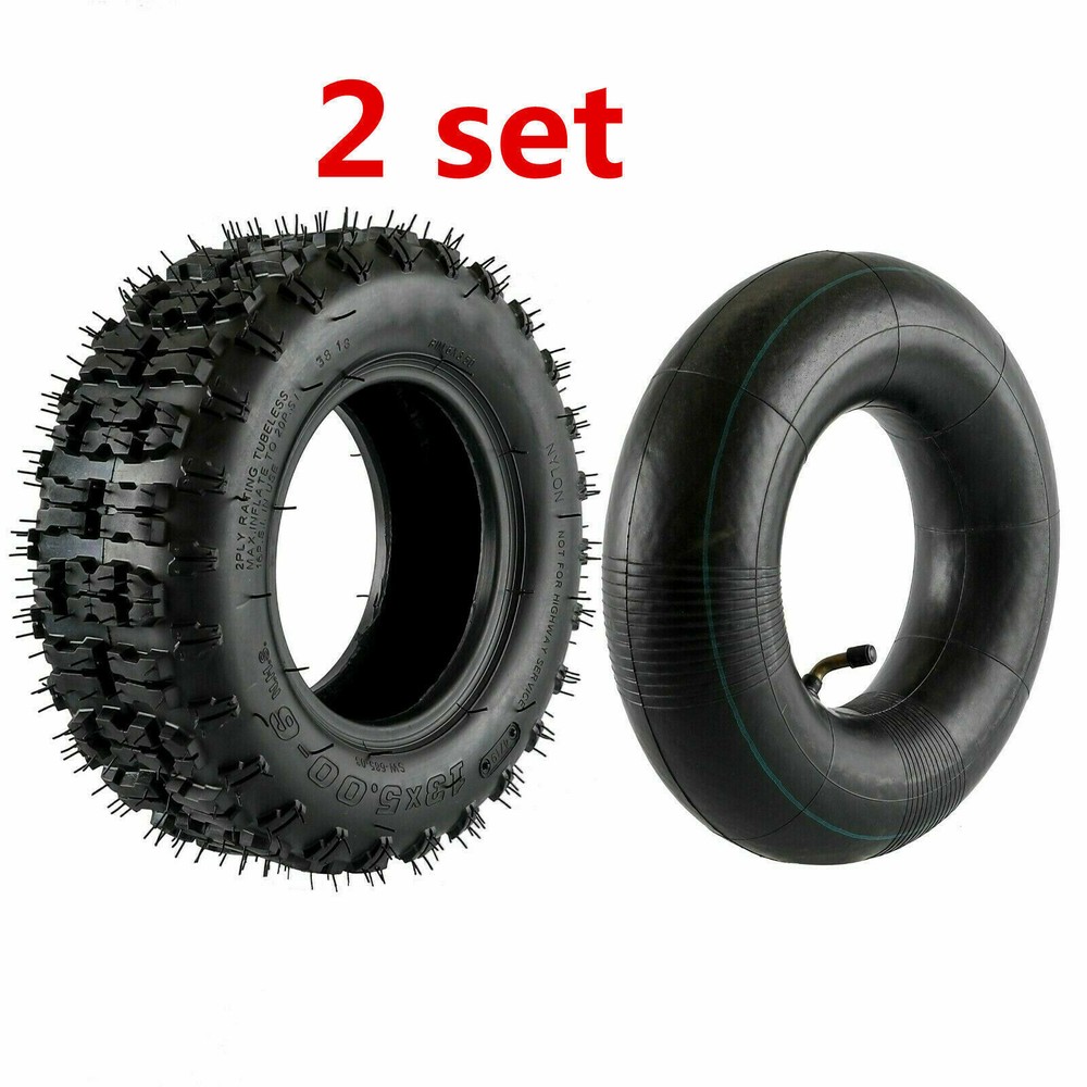 Two 13x5.00-6 13x5-6 13x5x6 Tire + Tube Lawn Mower Tractor Cart Turf 2 Ply Rated