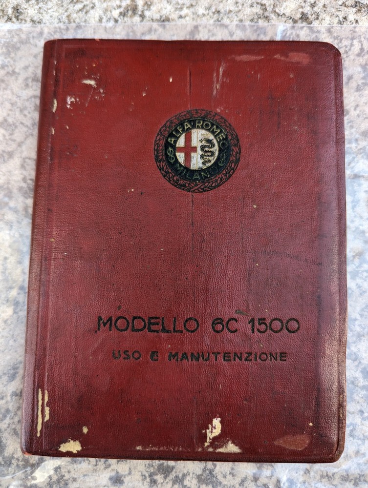 ALFA ROMEO 6C 1500 USE AND MAINTENANCE BOOKLET ERA