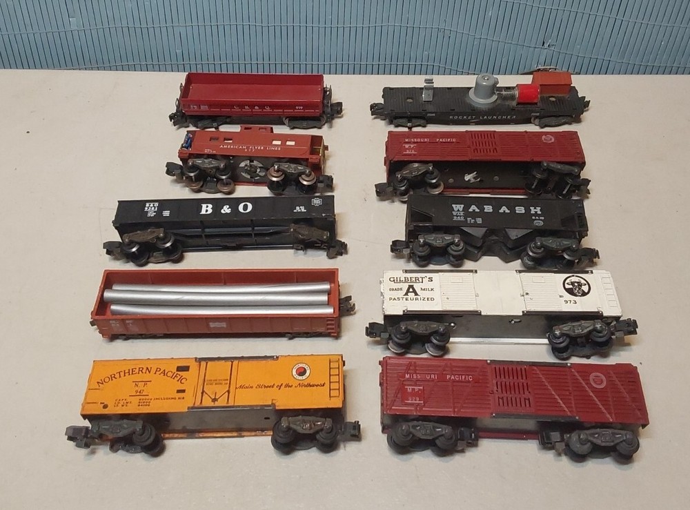 10 American Flyer S Gauge Train Cars ( MIXED ROADNAMES) Nice Original LOT #2