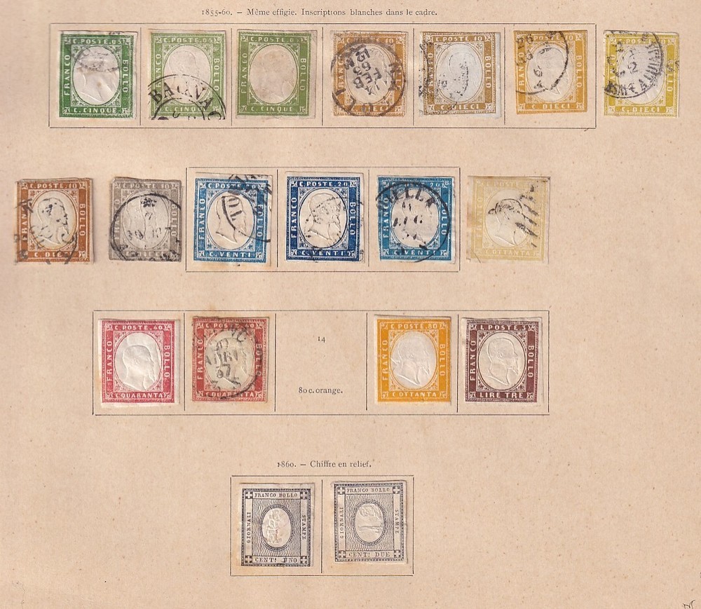 Italian States/SARDINIA 1855 collection of 19 CLASSIC stamps / HIGH VALUE!
