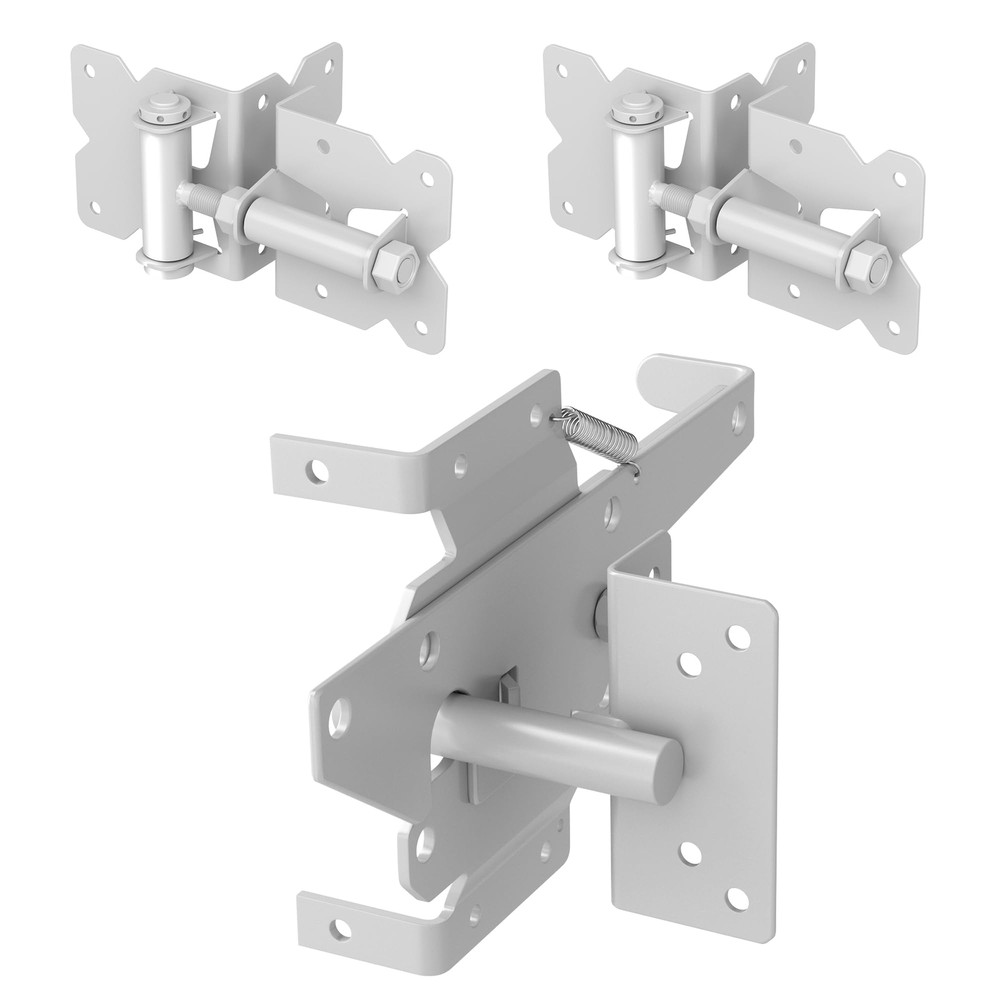 Kit de puerta de valla de vinilo de acero inoxidable, bisagras y pestillo de puerta de cierre automático, Rus...