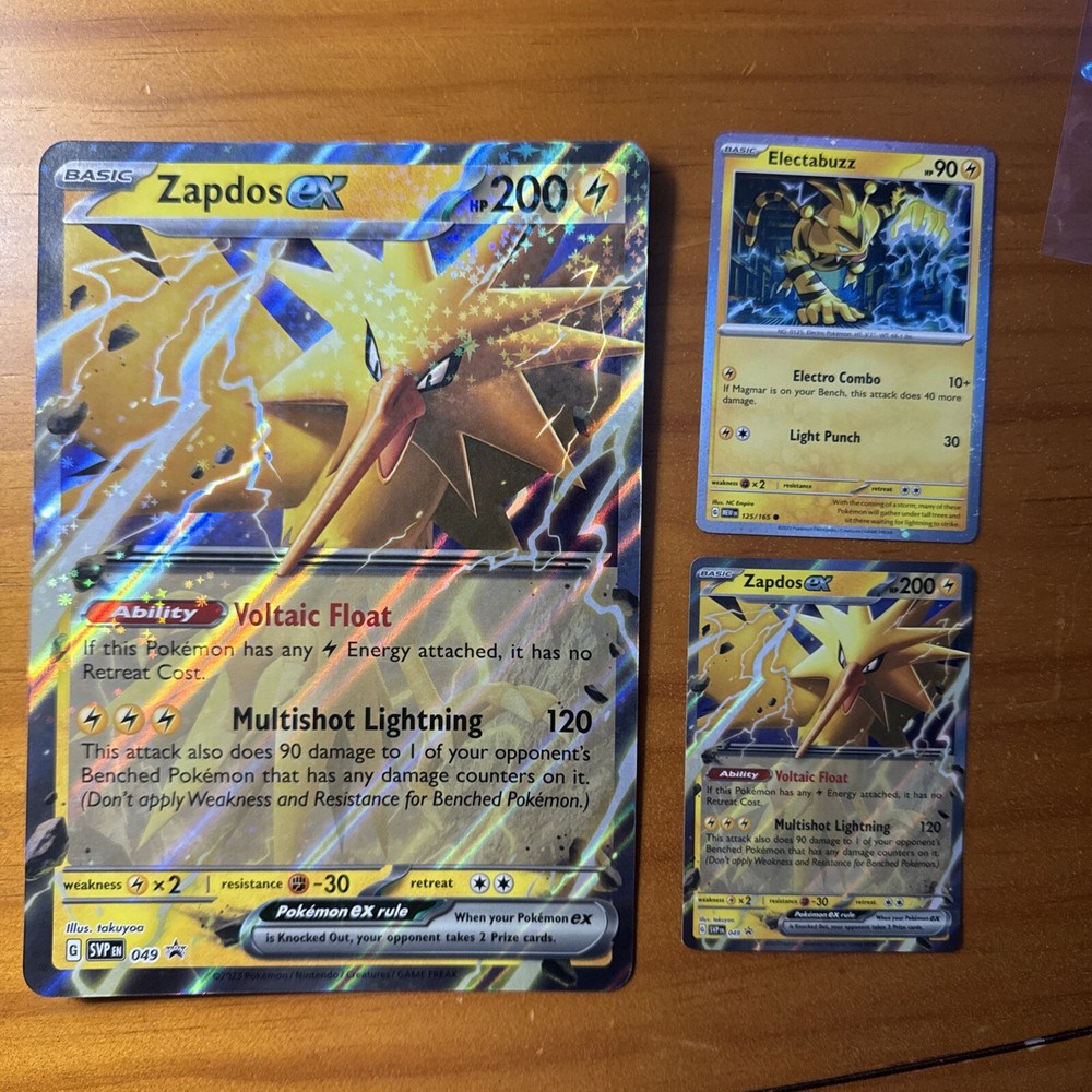 Pokemon Zapdos EX 049 & Electabuzz 125/165 Pokemon 151 Promo Set (Jumbo Card)