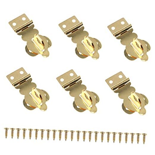 6pcs Brass Solid Padlock Hasp Mini Buckles W/Screws Wooden Wine Gifts Box