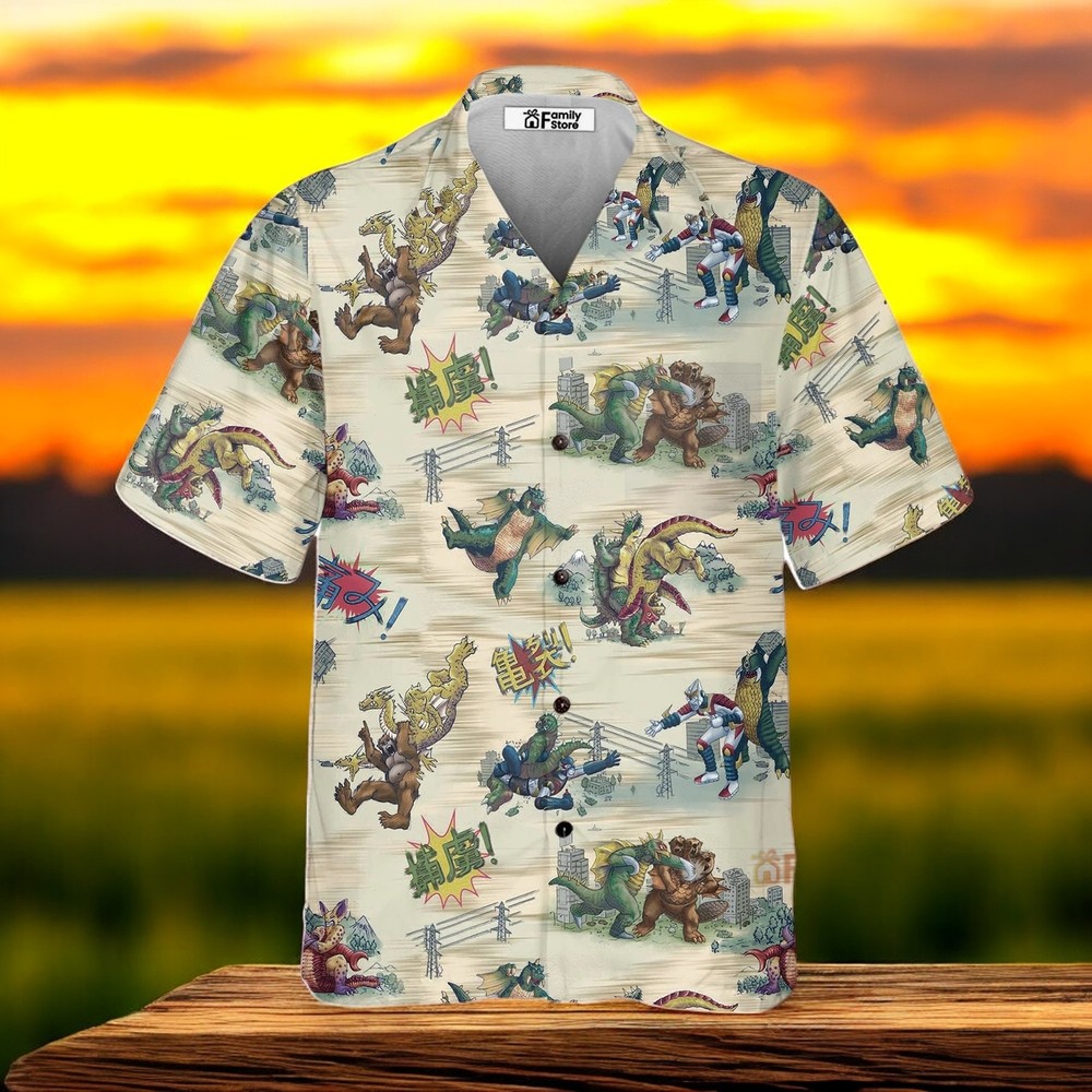 Monsters Kaiju Battles Hawaiian Shirt
