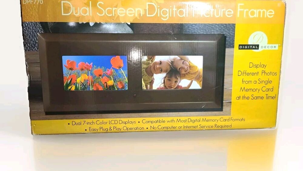 Digital Decor DPF770 Dual Screen 7-inch Color LCD Picture Frame W/Remote *NIB*