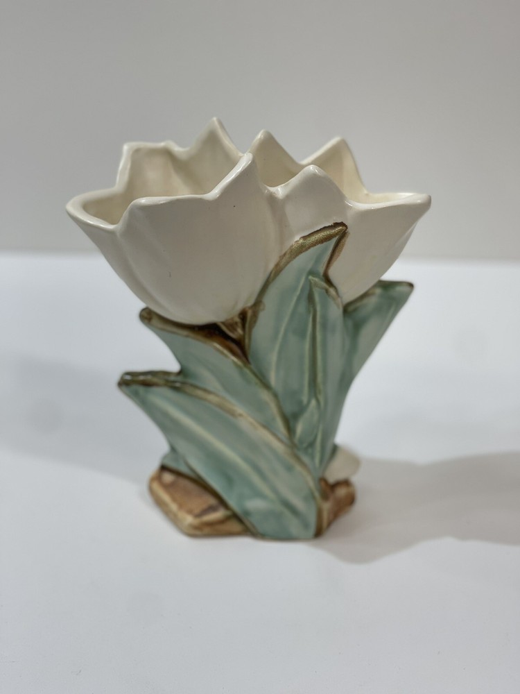 McCoy Pottery Planter Vase Double Tulips Post War 1950s 8