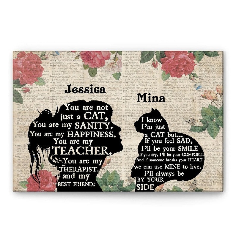 Custom Name Cat Wall Art - Personalized Pet Portrait Poster-image