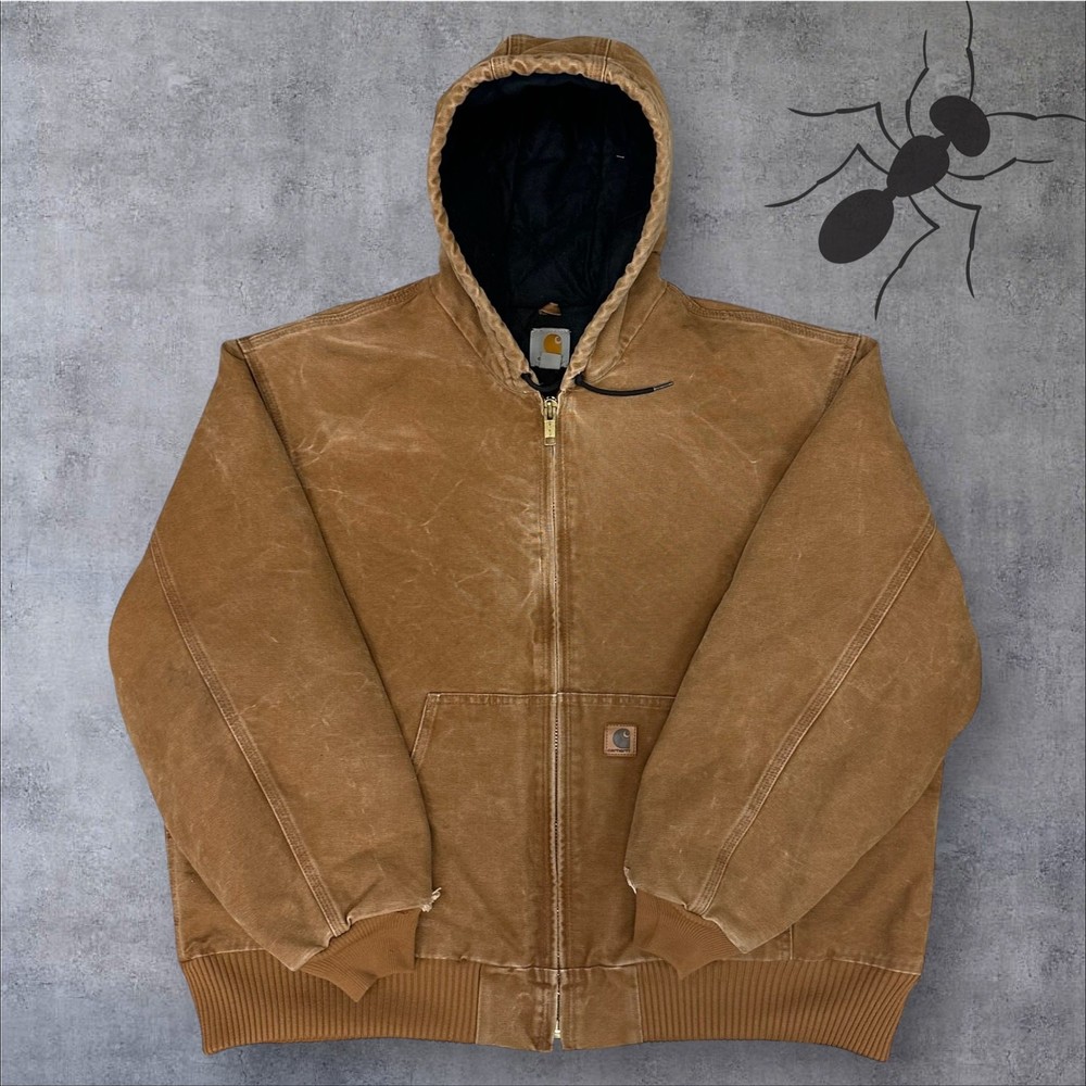 Vintage Y2K Carhartt brown quilted hooded work wear jacket