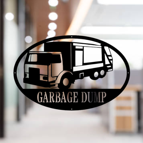 Custom US Side Garbage Truck Driver Metal Wall Art Gift Sign