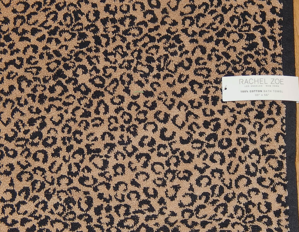 Rachel Zoe Leopard Print Two-Sided Cotton Bath Towel 30x56 New Authentic