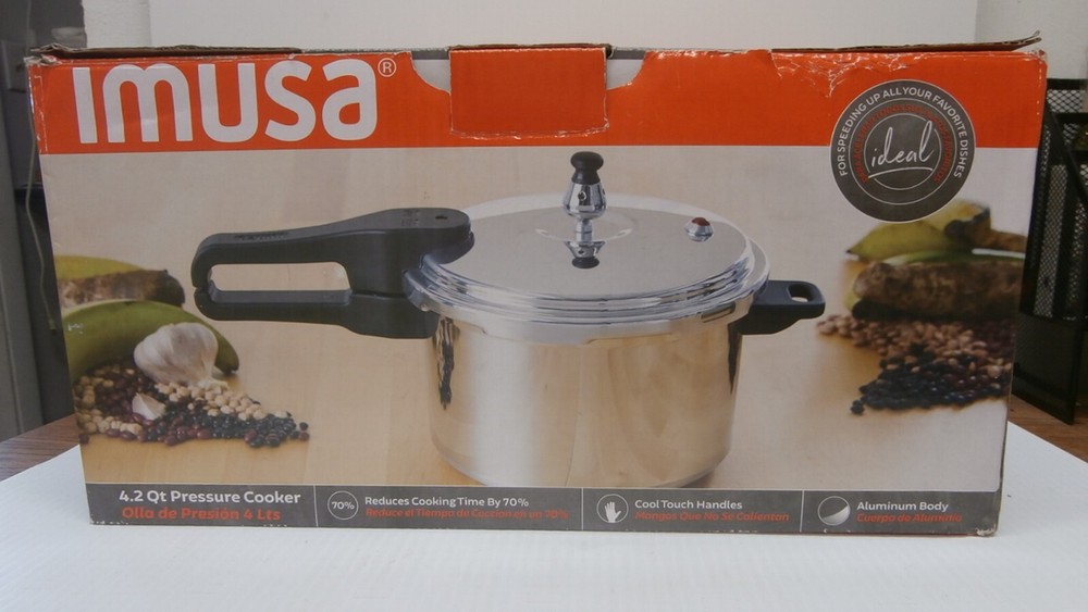 Imusa 4.2Qt Stovetop Aluminum Pressure Cooker with Safety Regulator Distribution