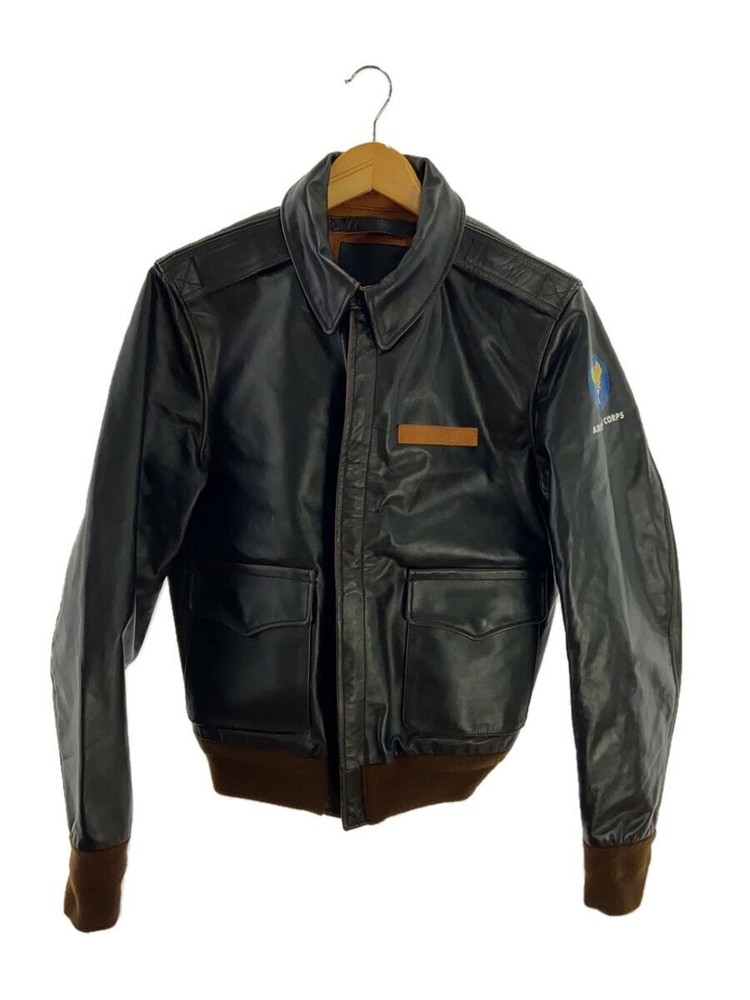 Men's Black Leather Blouson Jacket Size S Style 2296