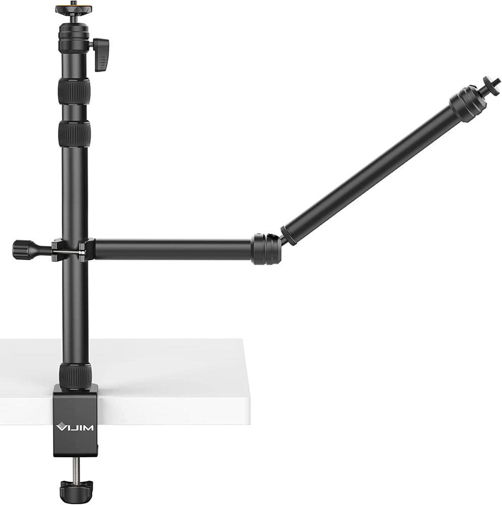 LS11 Camera Mount Desk Stand with Auxiliary Holding Arm, Flexible Overhead Camer