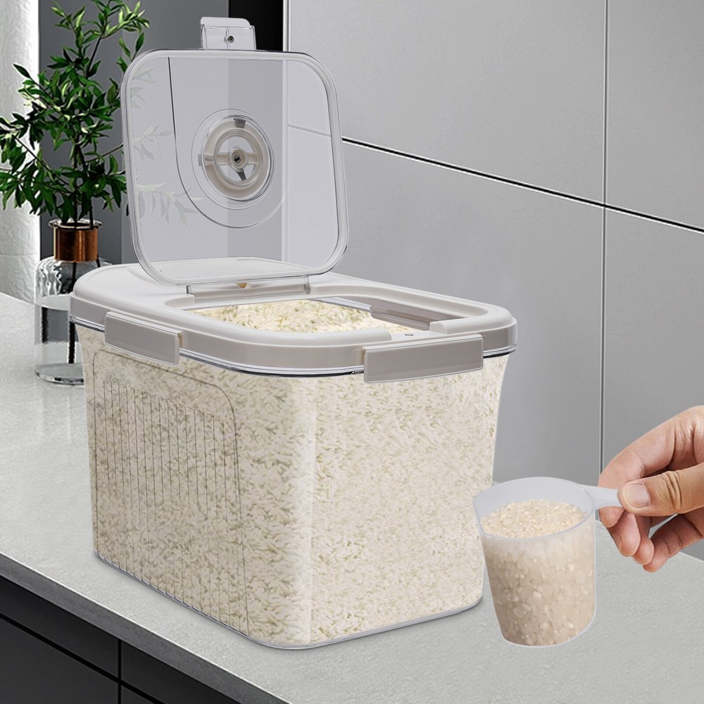 10kg Large Rice Storage Container Food Flour Airtight Box Rice Dispenser W/ Cup