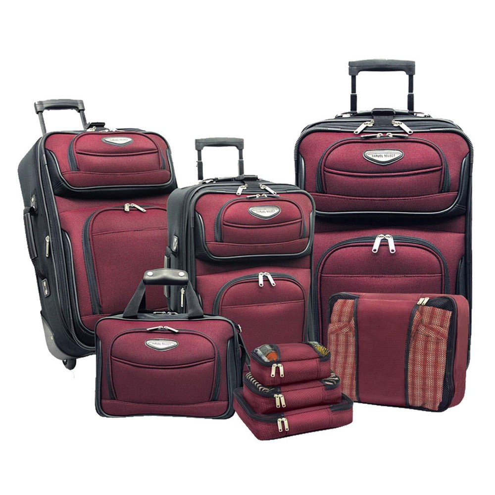 Amsterdam Expandable Rolling Upright Luggage, Burgundy, 8-Piece Set