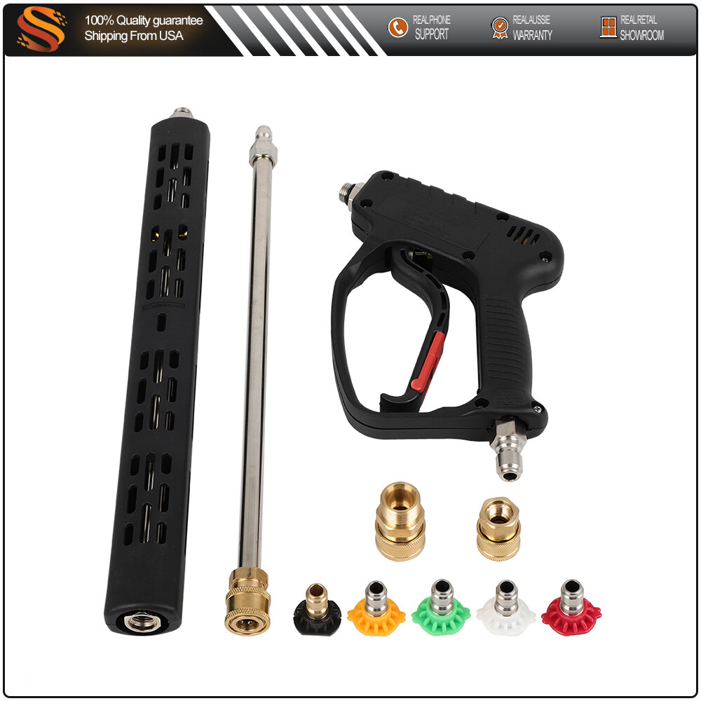 Pressure Washer Gun w/Extension Wands Swivel Quick Connect M22-14mm 3/8