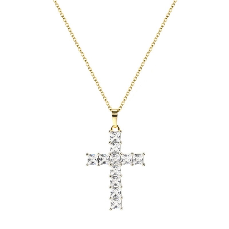 Fashion Female Cross Pendant Gold Silver Color Simple Cross Pendant