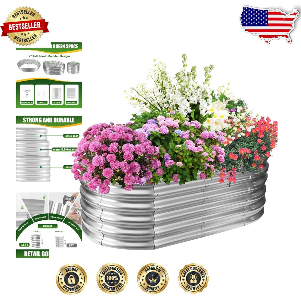 Rust-Resistant 4ft x 2ft Elevated Metal Planter Box - Stylish Outdoor Garden Bed