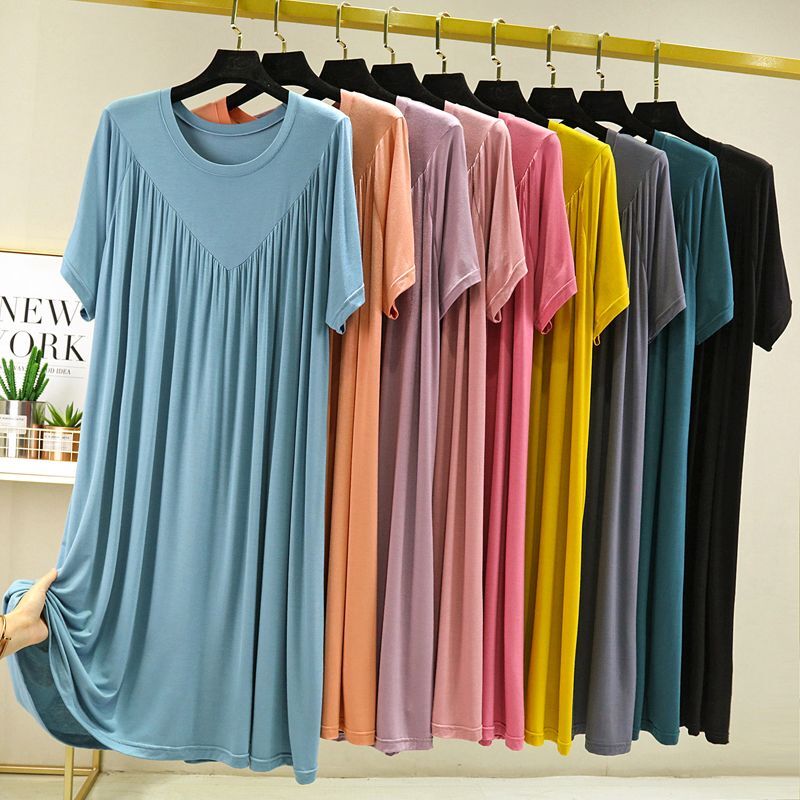 Plus Size Women Short Sleeve Nightgown Sleep Dress Casual Modal Cotton Sleepwear