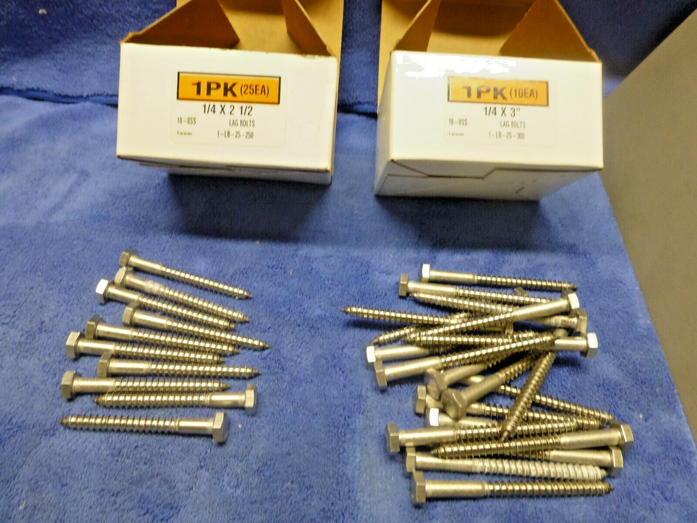 20 Stainless Steel Hex Lag Bolts 1/4x3