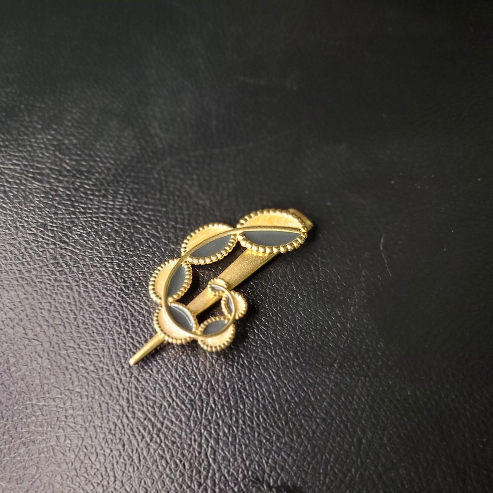 Vintage 1970s YSL Monet gold enamel modernist runway brooch