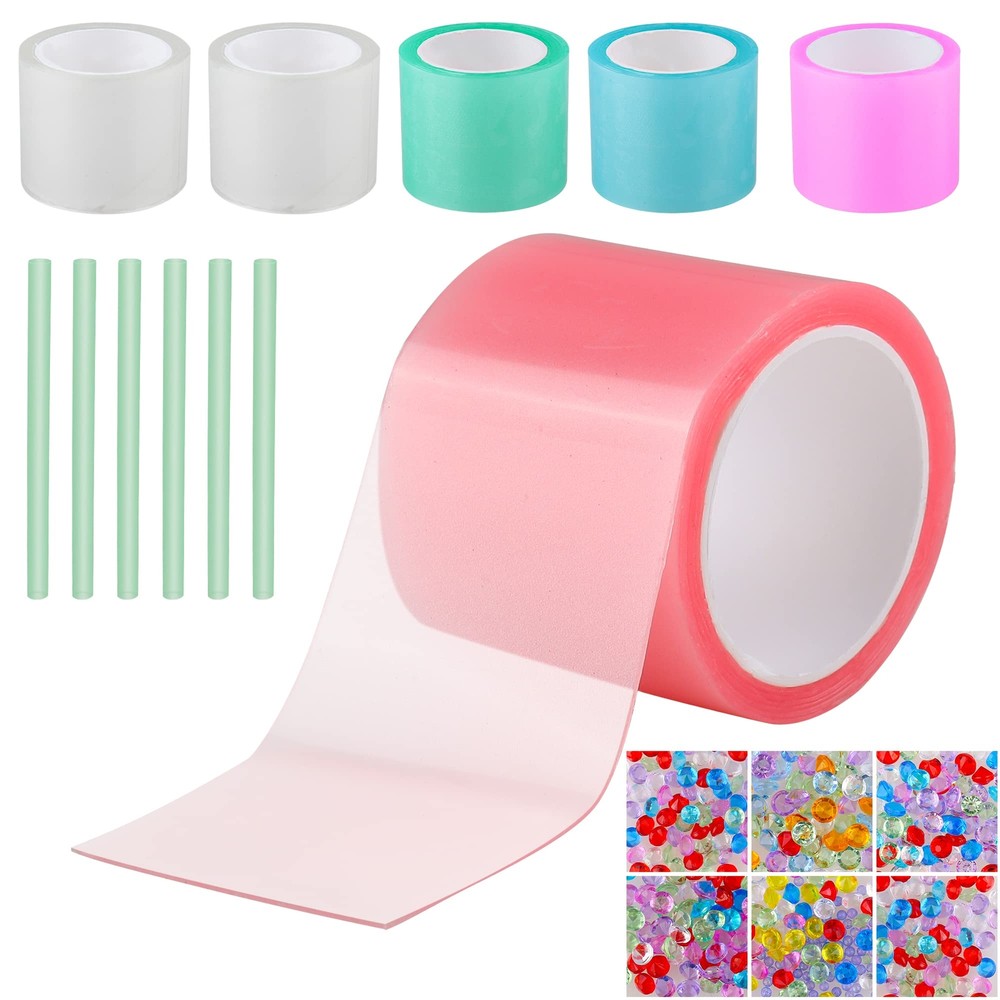 Nano Tape for Bubble Kit - 6pcs Colorful Double Sided Elastic Tape for Balloo...