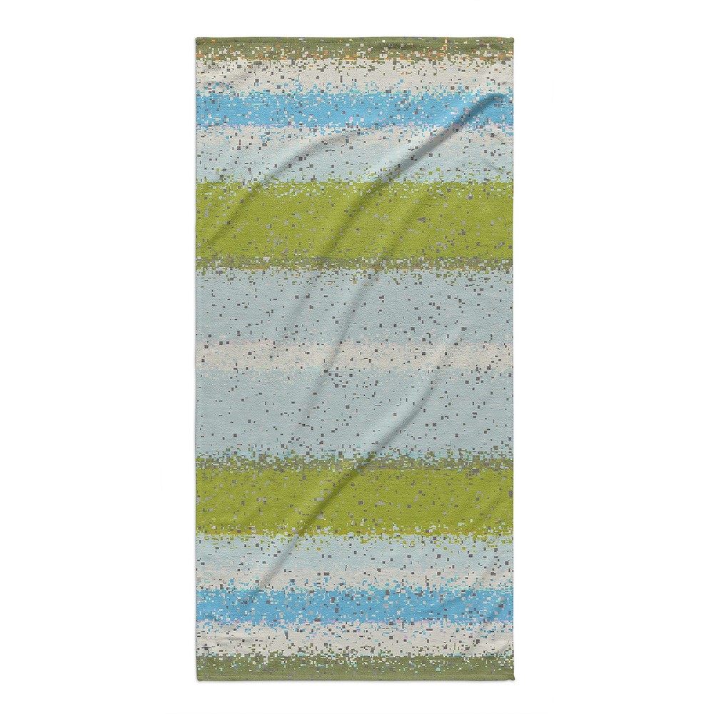 GLITCH CHARTREUSE Beach Towel by Kavka Designs - 36x72 Green Blue Ivory