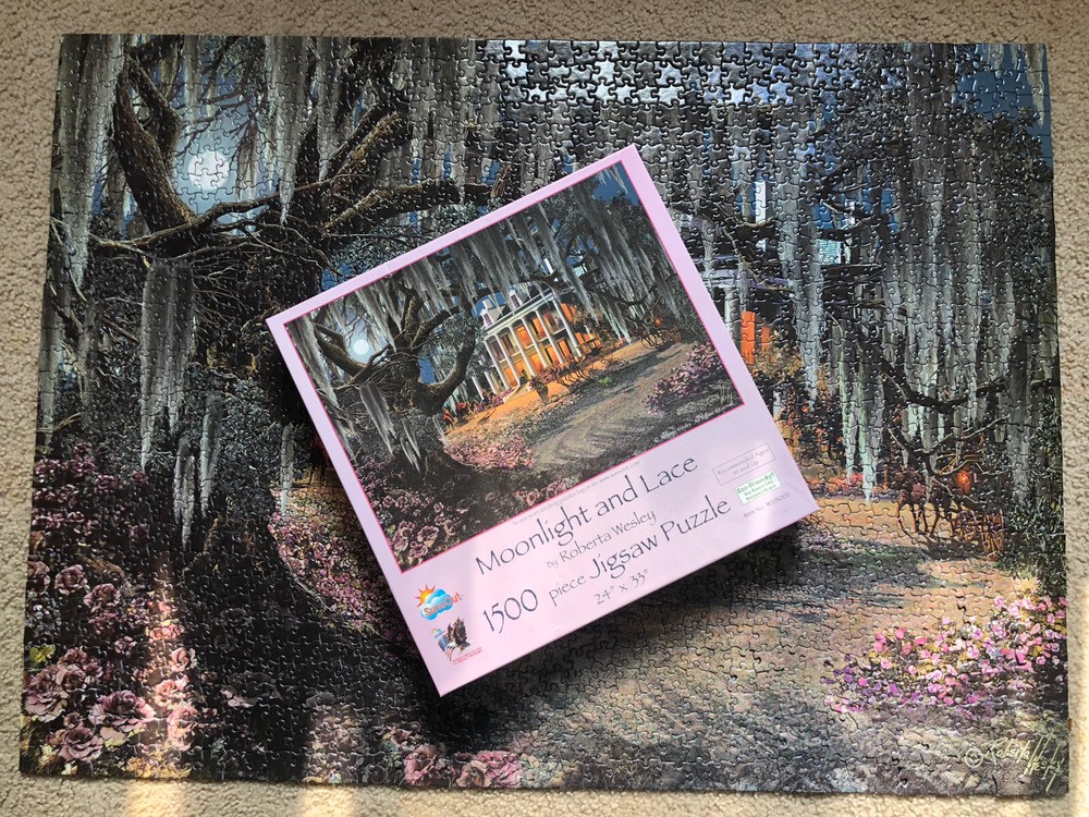 Sunsout 1500 pc Puzzle Moonlight and Lace Southern Antebellum Oak Spanish Moss