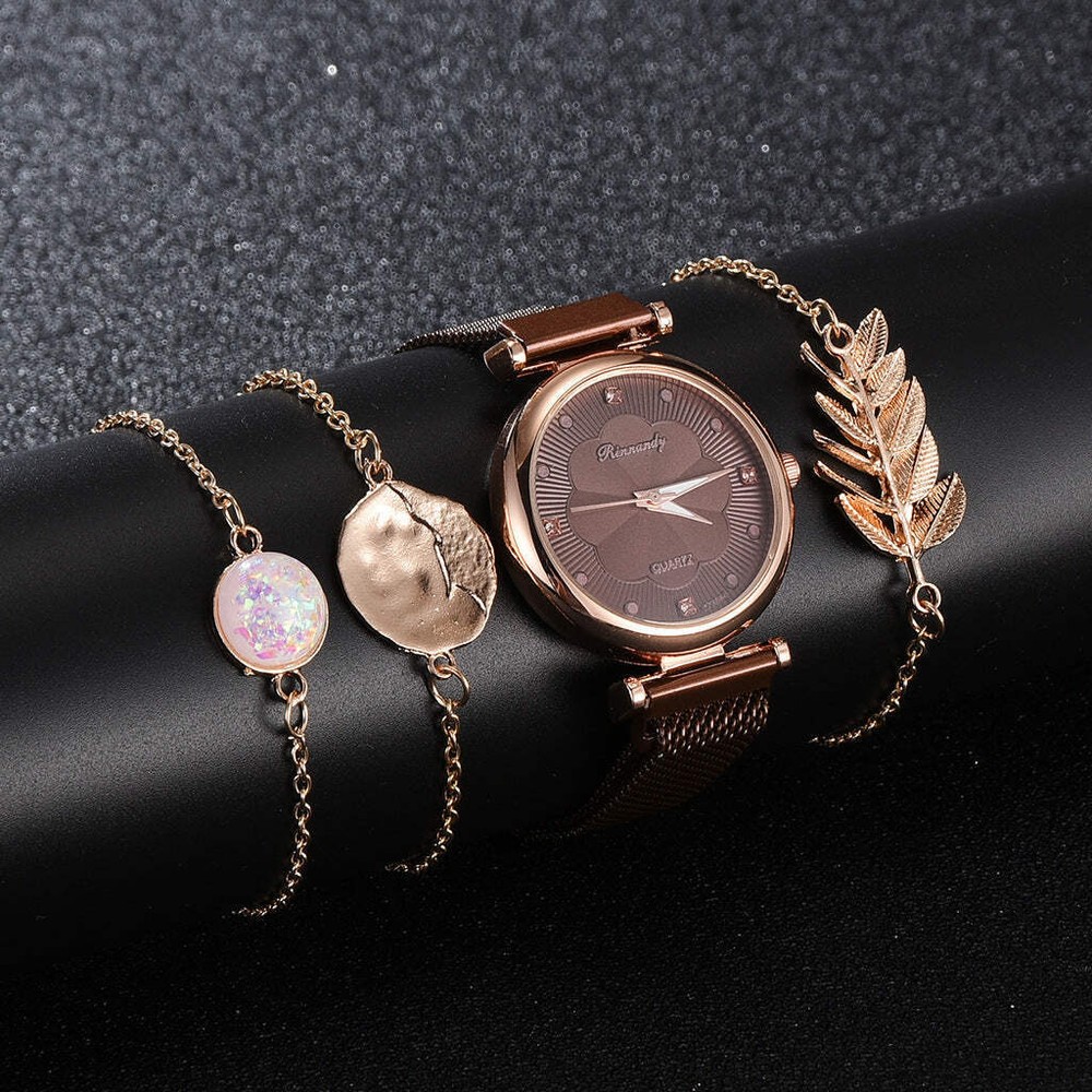 Ladies Fashion Alloy Mesh Strap Watch - Stylish Cross-Border Niche Design, Direc-image