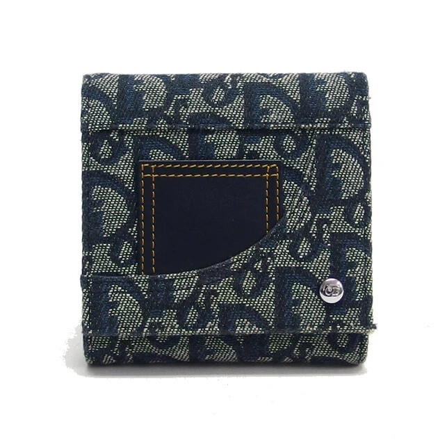 Christian Dior Trotter Oblique Tri-Fold Compact Wallet Authentic Luxury Designer