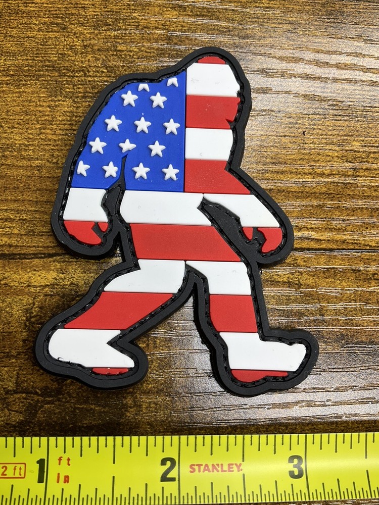 Sasquatch Bigfoot American Flag PVC Tactical Morale Hook & Loop 3D Patch