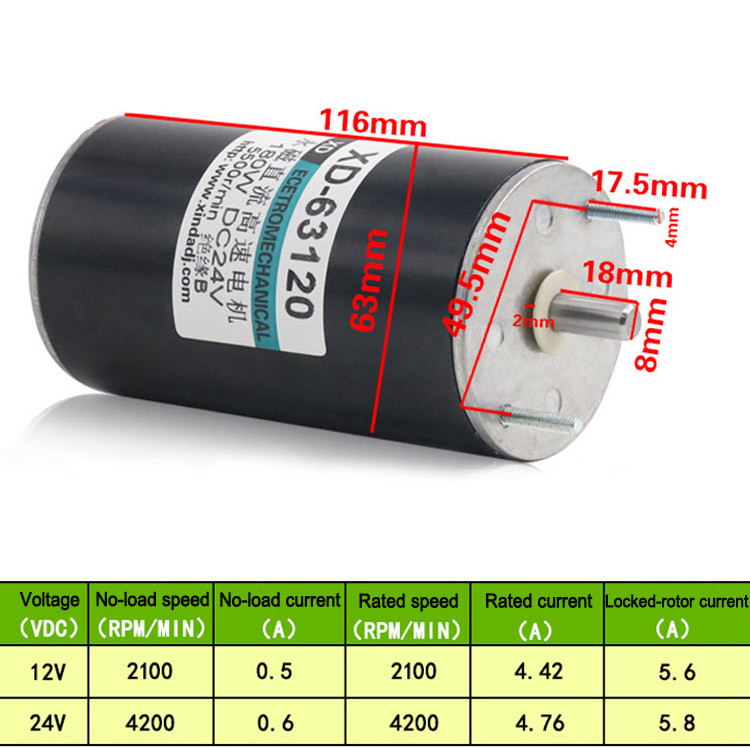 12V/24V 180W Reversible Variable Speed Permanent Magnet Motor CW CCW