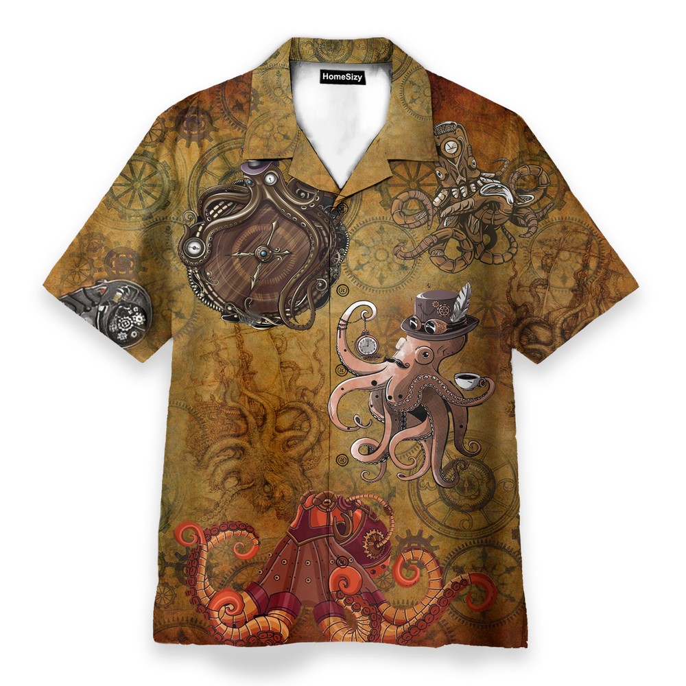 Octopus Steampunk Mens Buttons Up Shirts   Hawaiian Shirt