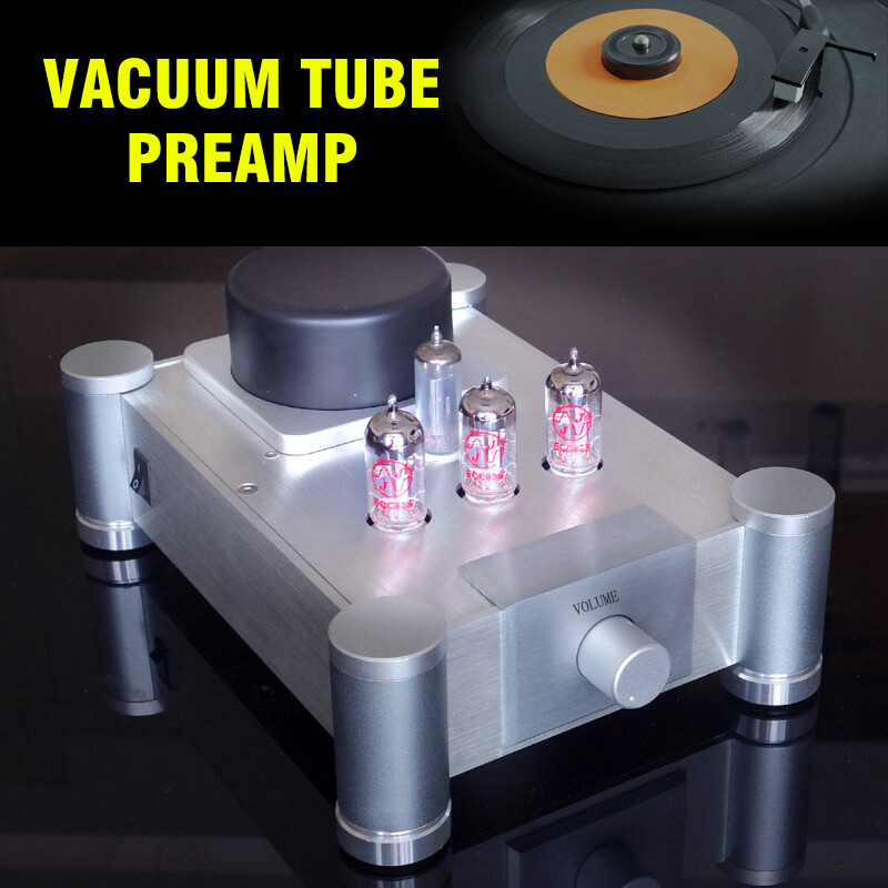 HiFi 12AX7 Vacuum Tube Preamp Stereo Audio Desktop Preamplifier Refer to Marantz