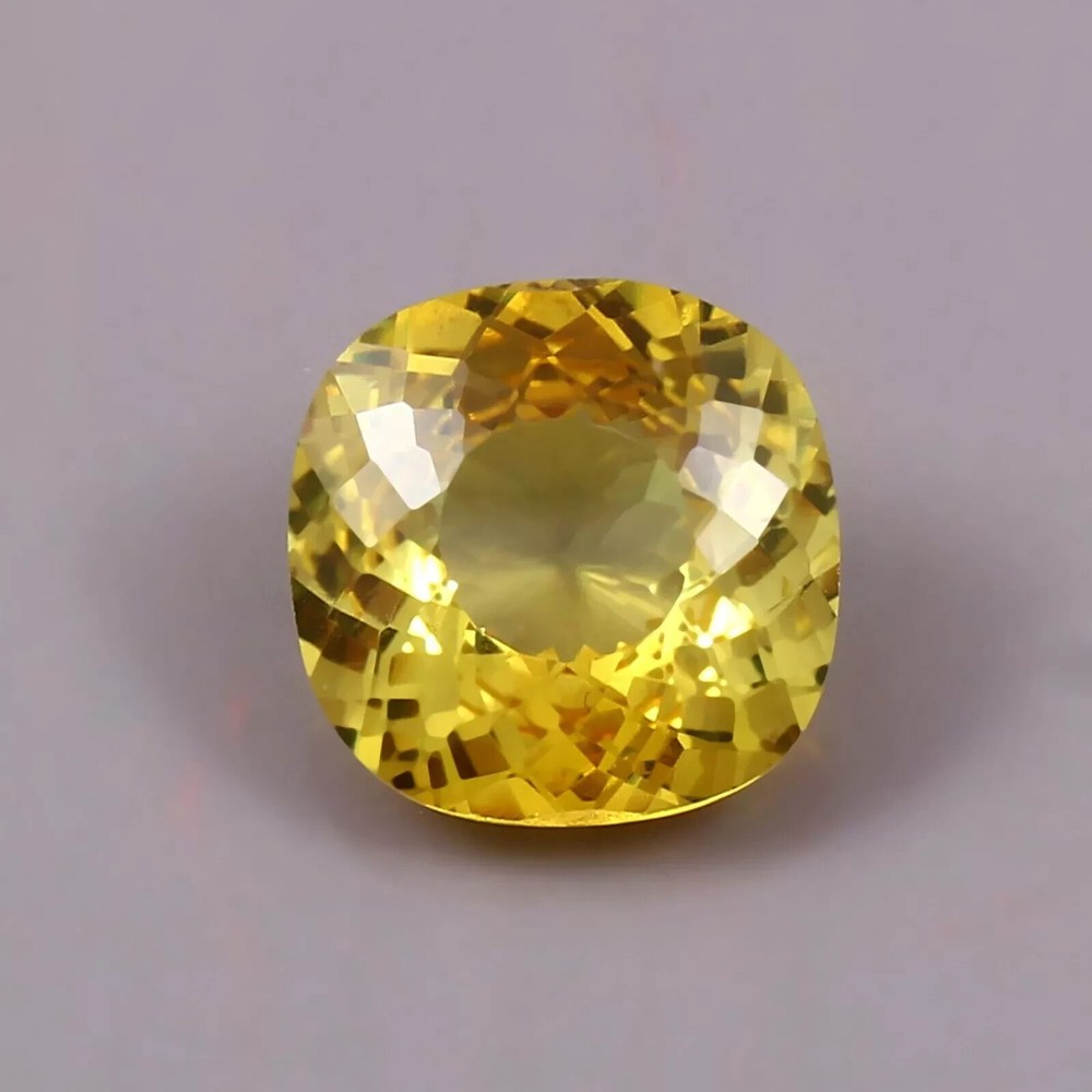 14.40 Ct Ceylon Natural Yellow Sapphire Cushion Cut GIE Certified Loose Gemstone