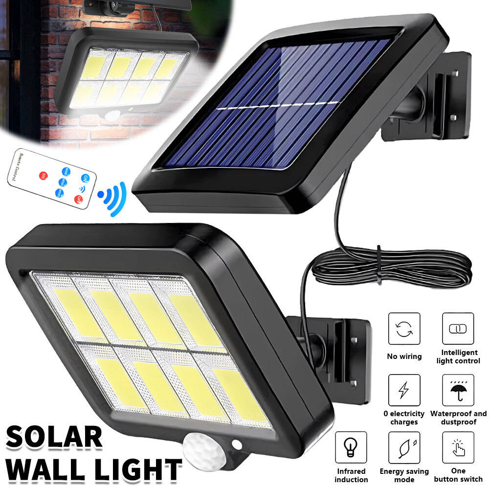 120COB LED Solar Street Light Security Flood Lamp Motion Sensor Outdoor Wall