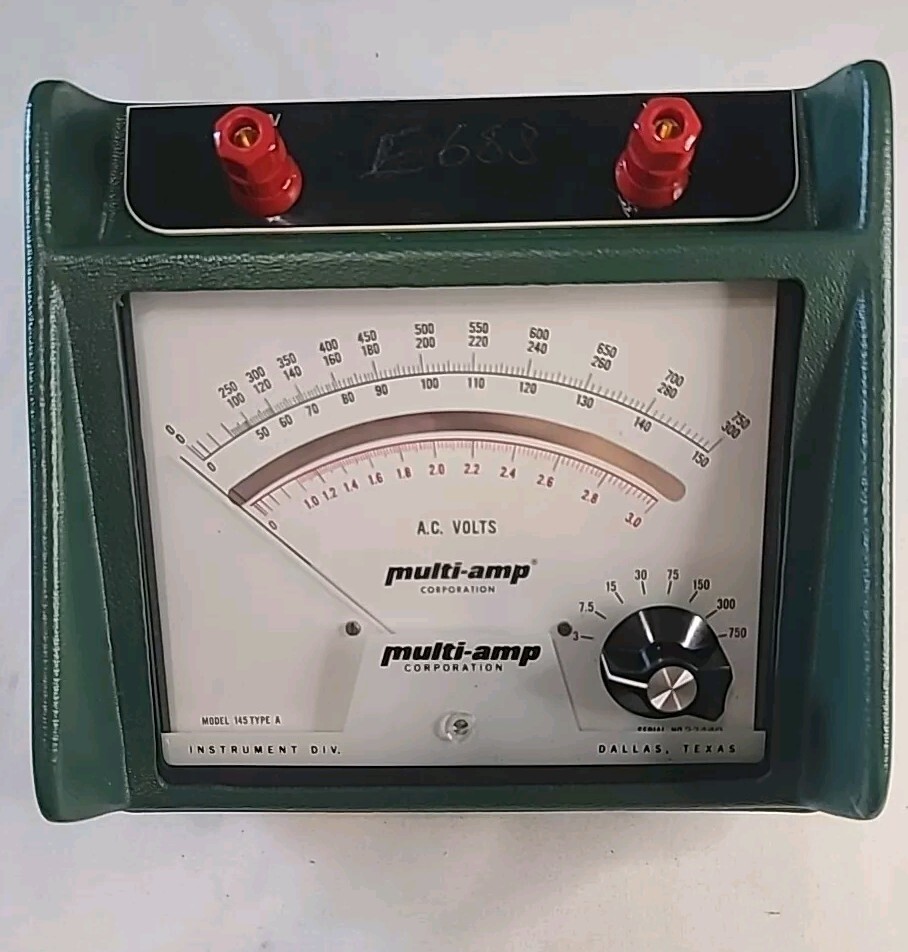 Multi Amp Corporation Analog AC Volt Ammeter Thermocouple Tester Mdl 145 Type A