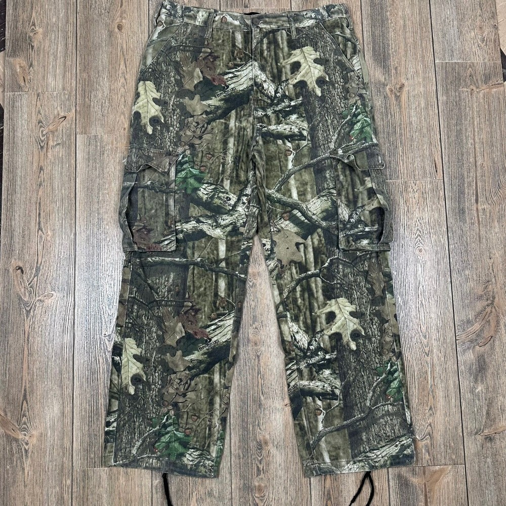 Mossy Oak Break-Up Camo Cargo Hunting Pants Drawstring Waist 36-38 Long