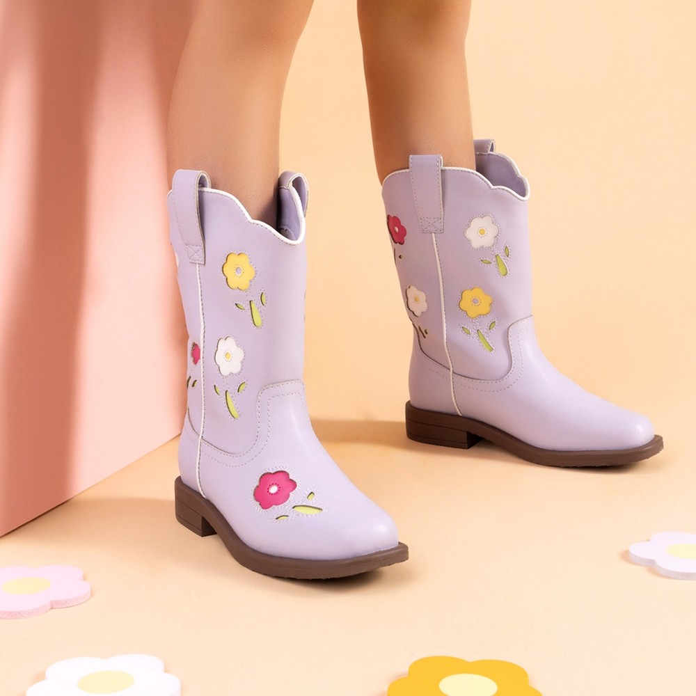 Kids Toddlers Girls Cowgirl Boots Mid Calf Horse Riding Boots Western Boots