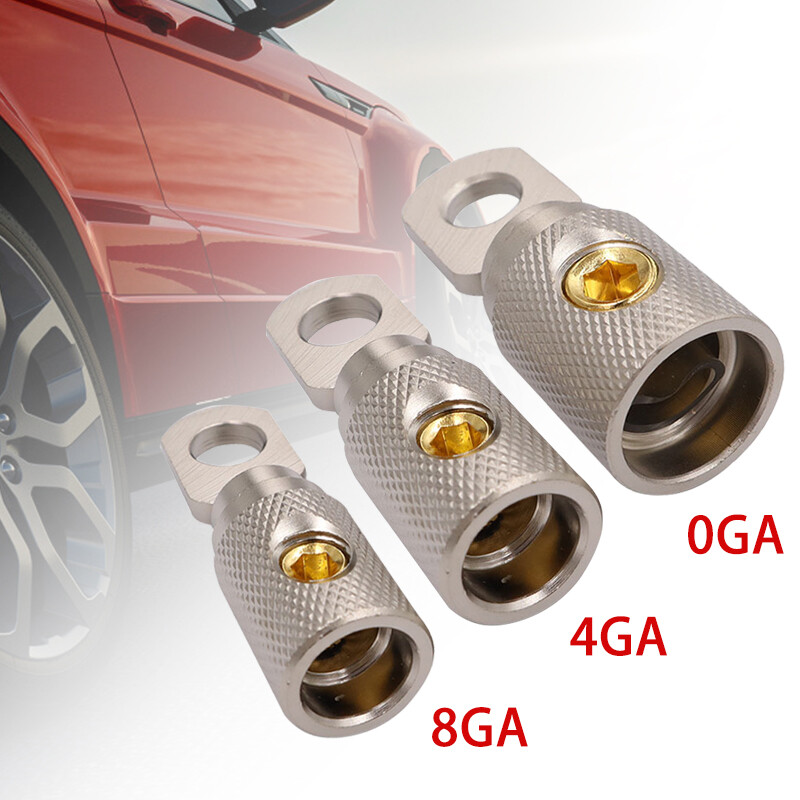 Tuning Cables Solderless High Power Connector 0GA Nickel Plated Single Silver