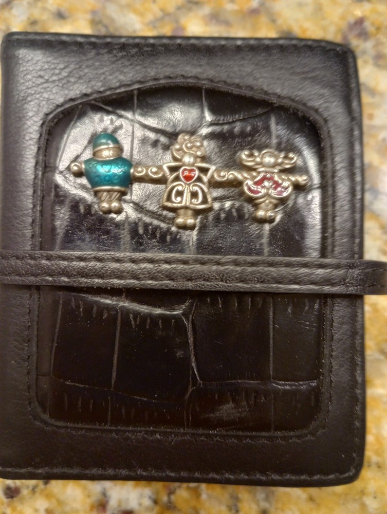 Brighton Black Faux Leather Credit Card Holder with Photo Slot  -image